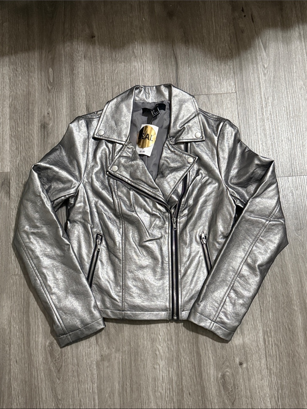 Forever 21 Metallic Silver Moto Jacket